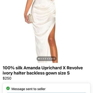 Amanda Uprichard White Ruched Gown with Slit for Bride